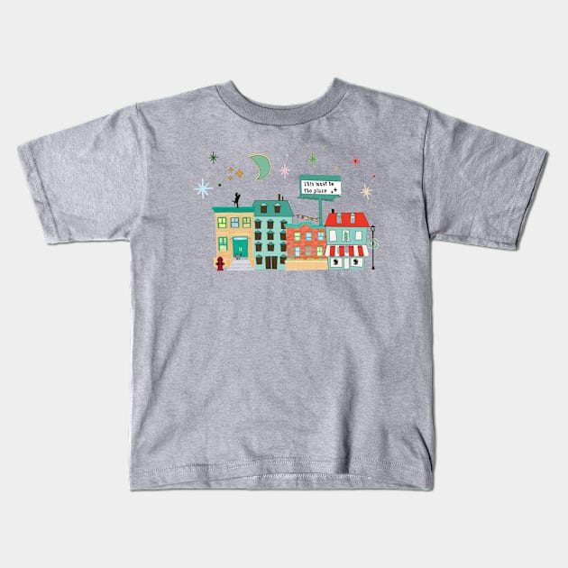 NYC cityscape Christmas Kids T-Shirt by Penny Lane Designs Co.
